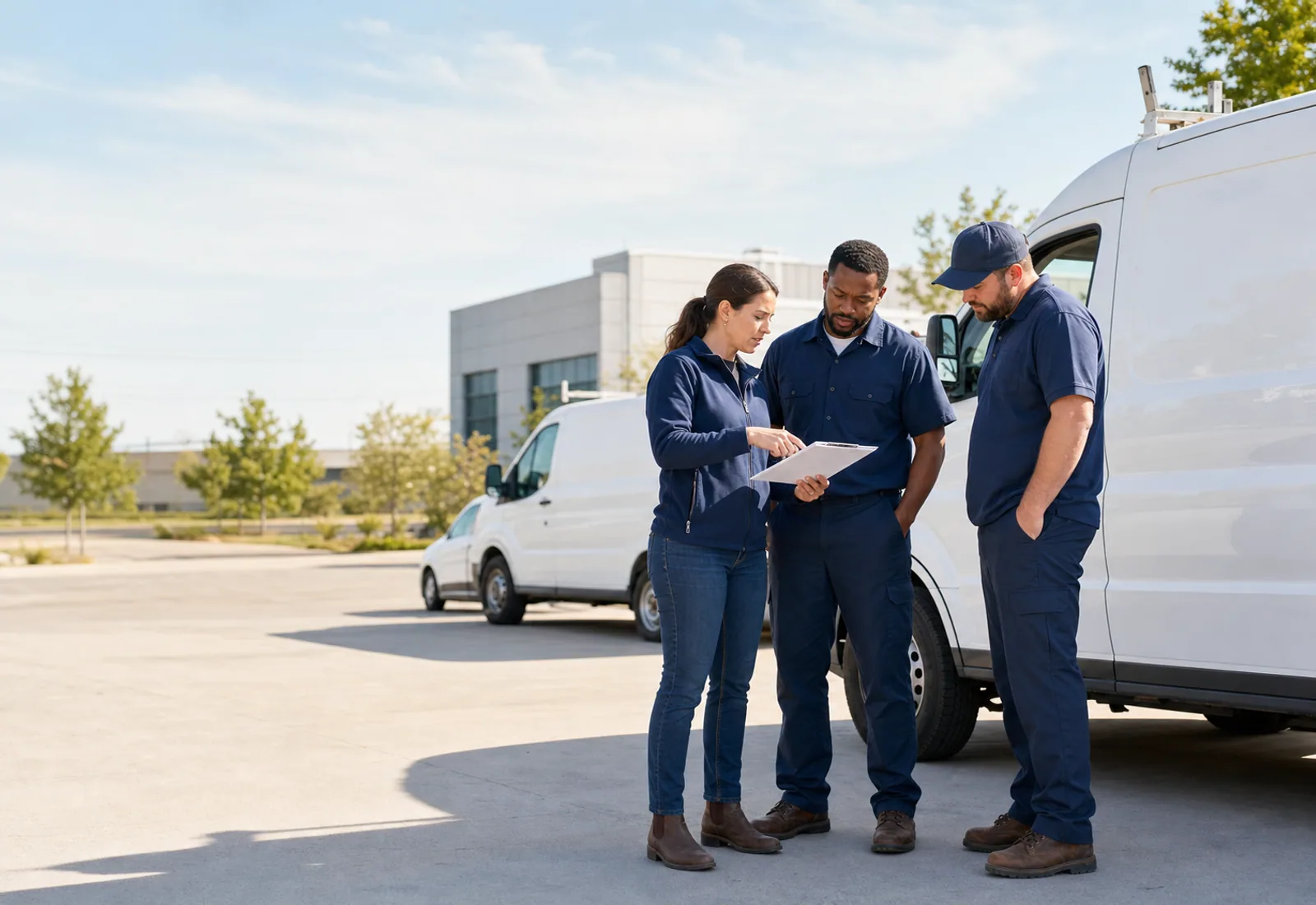 A fleet manager coordinating vehicle assignments with field-service drivers