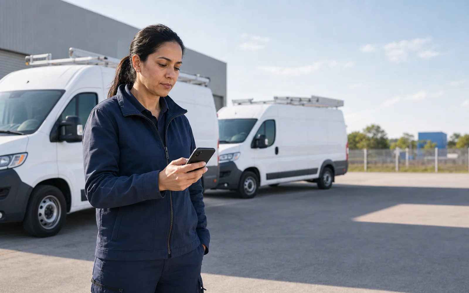 A fleet manager reviewing a real-time vehicle alert